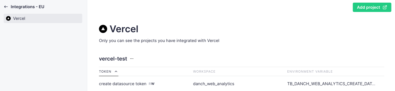 Tinybird Integrations UI
