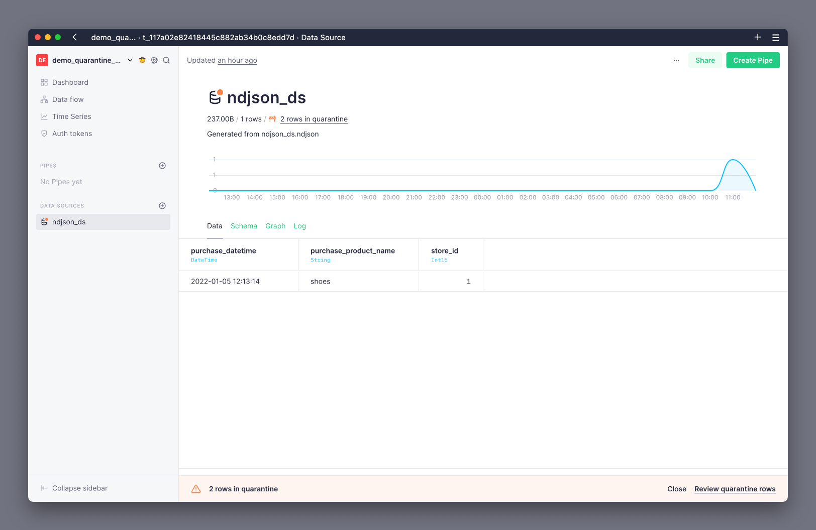 Quarantine Data Source is always accessible (if it contains any rows) from the Data Source modal window