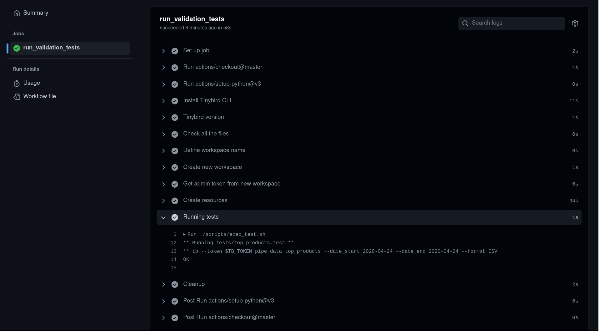 GitHub Actions running