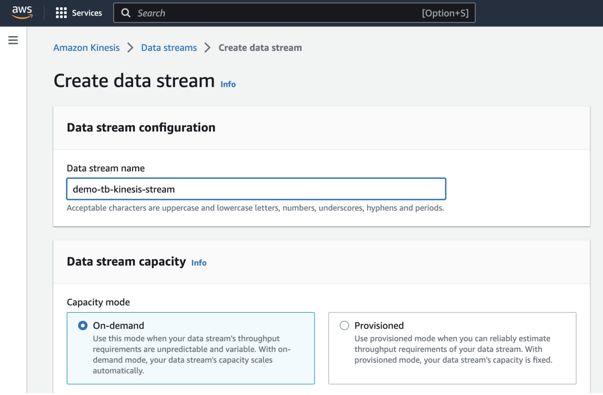 Create a Kinesis Data Stream