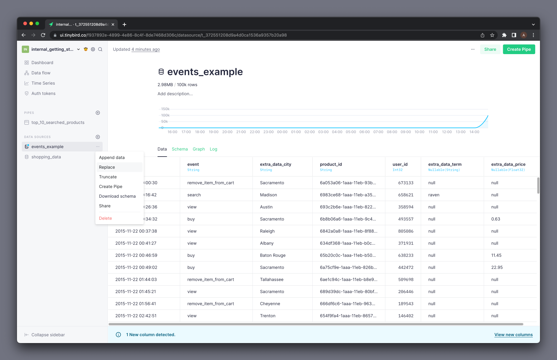Replacing a Data Source completely can also be done through the User Interface
