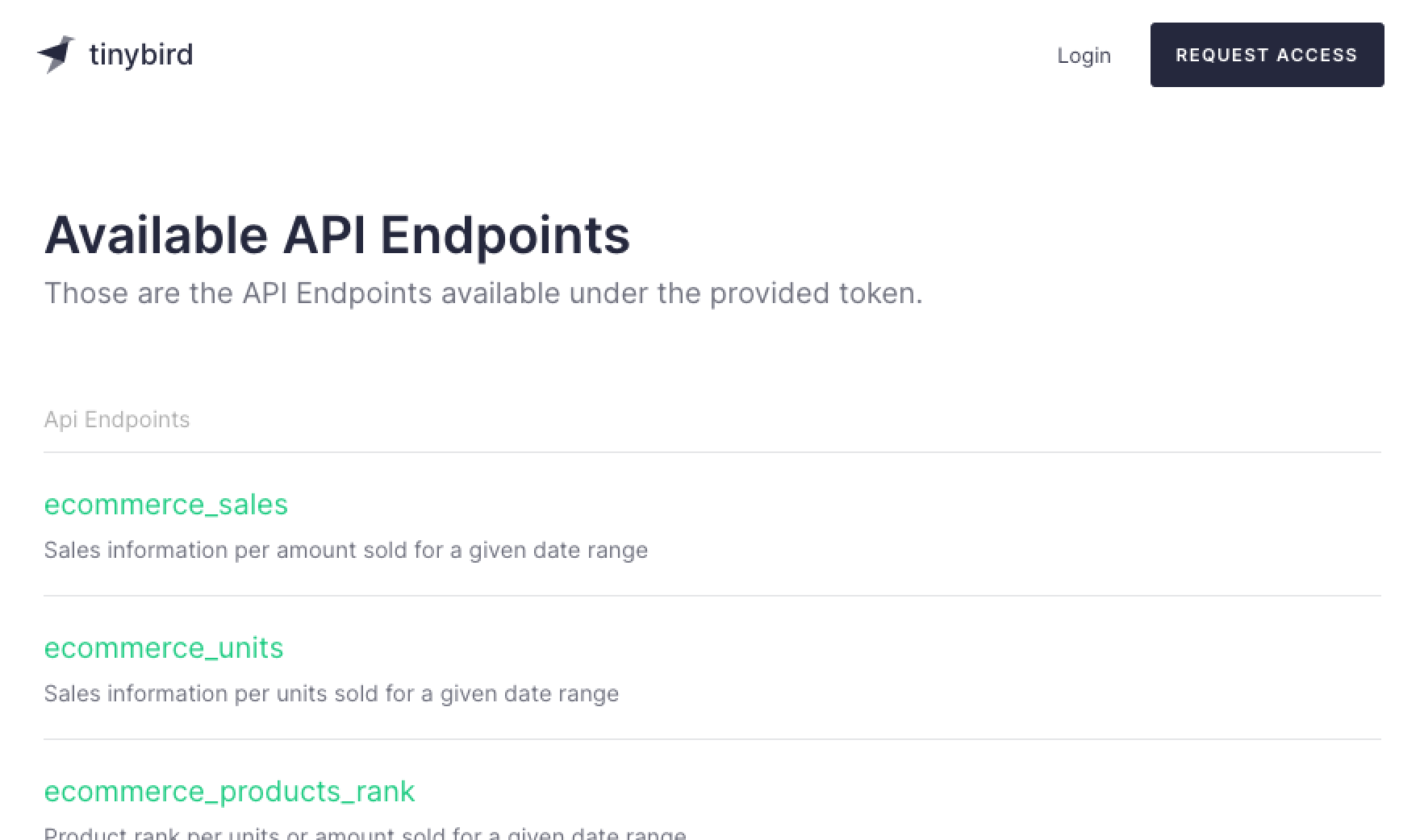 The API Endpoints list page is extremely useful for sharing your API Endpoint documentation with development teams