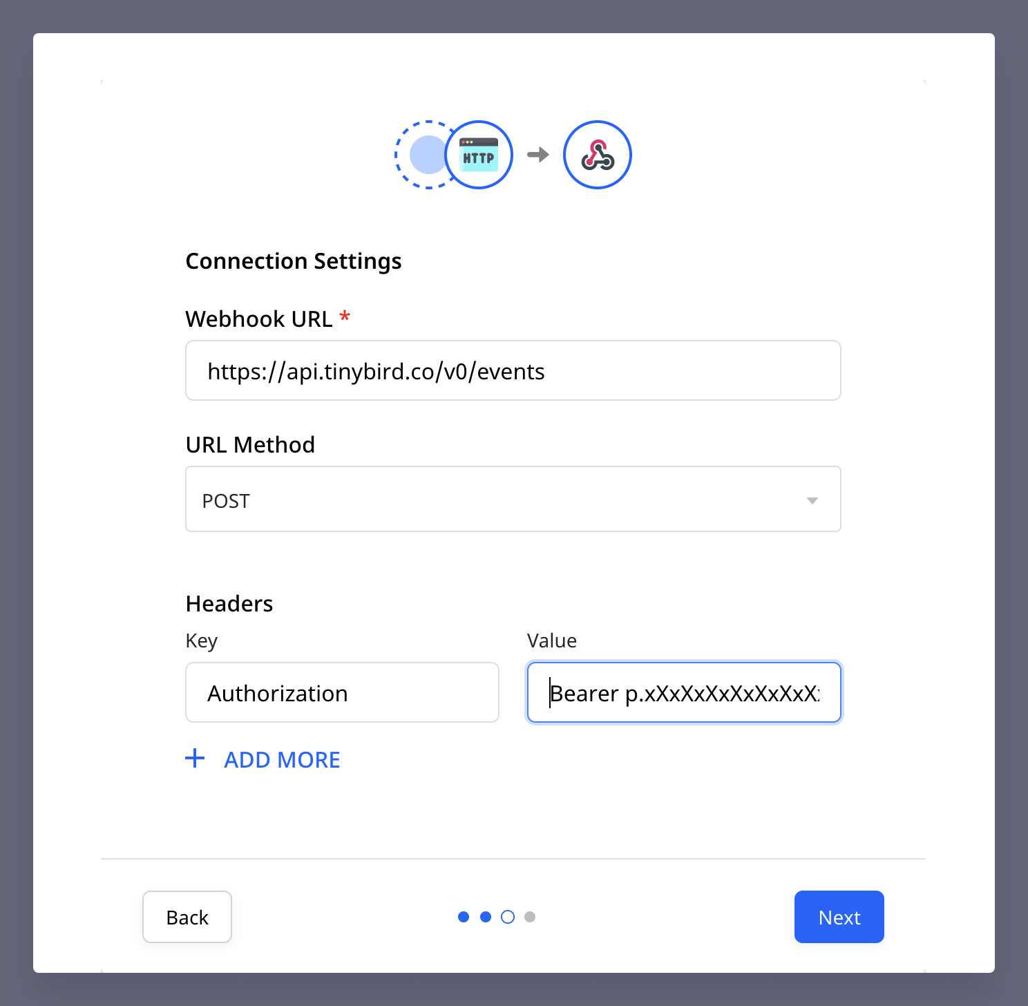 Webhook connection settings for high-frequency ingestion