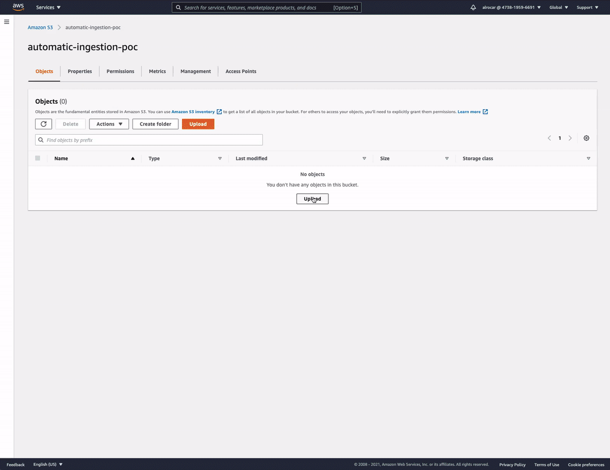 Drop files to an S3 bucket and check the datasources_ops_log
